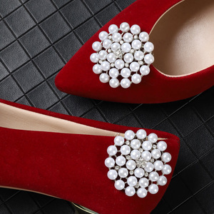 Clips de zapatos de perlas de Metal de círculo cuadrado accesorios de decoración de zapatos de mujer extraíbles de lujo con 7 adornos de joyas - Product Image 3