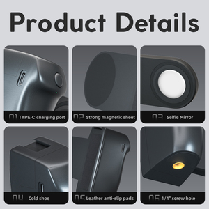 Poignée de téléphone portable magnétique pliable et étanche en ABS avec trou de vis de 1/4 pouce - Product Image 6