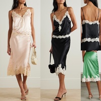 En stock – Nouveauté été : Ensemble deux pièces tendance pour femme – Haut à bretelles et jupe au-dessus du genou avec dentelle – Idéal pour la maison