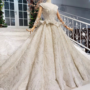 HTL855 Jancember v Neck Long Train Heavy Beaded <strong>Wedding</strong> <strong>Dress</strong> Shenzhen Ball Gown <strong>Wedding</strong> <strong>Dresses</strong> - Product Image 2