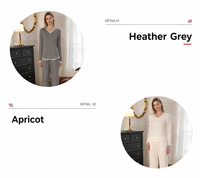 Ensemble de vêtements d'intérieur pour femmes de haute qualité, faible MOQ, doux pour la peau, en tricot côtelé, col en V, bordé de dentelle, pour hôtel, spa, relaxation