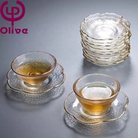 Accueil clair Mini Snack assiette plat japonais Kung Fu café boisson sous-verre soucoupe Table cristal rond or bordé verre thé tapis Pad