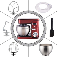 Batteur sur socle planétaire électrique 7,3 QT avec bol mélangeur en acier inoxydable, crochet pétrisseur, écran LCD et conception à tête inclinable haute efficacité