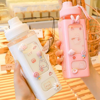 700ml en plastique voyage Portable mignon Shaker boisson bouteille cadeau Kawaii ours Pastel bouteille d'eau avec autocollant 3D