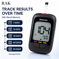 RAK Safe AQ Max II Lecteur de glycémie Bluetooth, Glucomètre, Test de glycémie, Résultat en 5 secondes, Mémoire de 500 résultats, Sans codage