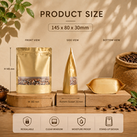 Sachet Doypack Personnalisé Doré Mat avec Fenêtre pour Emballage de Grains et de Semences, Refermable avec Fermeture Zip, Qualité Alimentaire