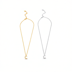 Collana con Ciondolo a Forma di Lettera C con Diamante, in Acciaio Inossidabile, Stile Collare da 6mm - Product Image 1