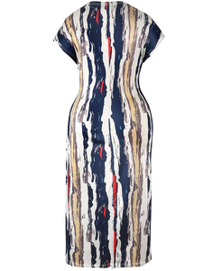 Abito Aderente da Donna e Abito Midi Stampato con Scollo a V, Vita Alta Naturale, Orlo Dritto, per Cocktail Party Estivo - Product Image 4