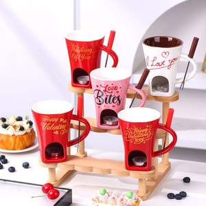 Tasse à chocolat en céramique pour couple, pour la Saint-Valentin, Noël, bouilloire à <span class=keywords><strong>feu</strong></span> pour la crème glacée, fondue au fromage - Product Image 1