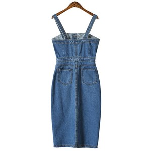Abito in Denim Personalizzato da <span class=keywords><strong>Donna</strong></span>, Vestito Estivo, Salopette, <span class=keywords><strong>Jeans</strong></span> Femminile Casual Vintage Blu Sexy Aderente - Product Image 2