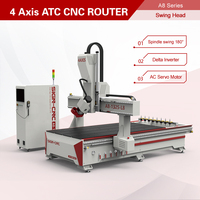 Máquina CNC de 4 Ejes 1325 para Tallado y Corte de Madera, Grabador CNC Rotatorio 3D para Patas de Muebles