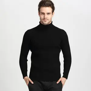 Fashion Winter Stock Knitwear Turtleneck Knitted Long Sleeve Men's Rib Pullover Knitting Sweater For Men