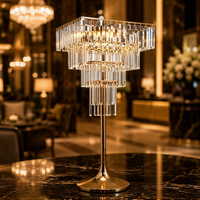 Lampe Vase Carré en Verre Acrylique et Fer, Style Européen Luxe Léger, Télécommandée, pour Centre de Table de Mariage et Banquet