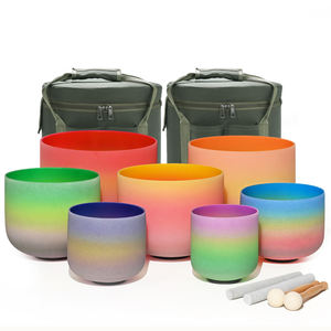 Jinfang 432Hz & 440Hz Instrument de Bain Sonore Ensemble de 7 Bols Chantants en Cristal de Quartz Givré de Couleur Arc-en-ciel pour le Yoga et la Méditation - Product Image 6