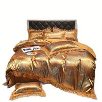 Europäisches Spitzen-Satin-Jacquard-Vierteiliges Set Luxuriöses Gewaschenes Seiden-Bettlaken und Bettbezug