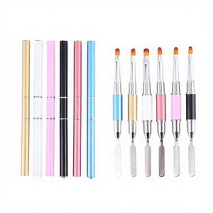 Double-Ended Nail <b>Brush</b> Pen 2-in-1 Kolinsky Hair 6 Colors Plastic Handle Painting Drawing Liner Tool for Acrylic UV Gel Nails - Product Image 4