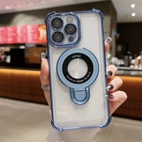 Coque de téléphone tendance avec support et placage pour iPhone 15 Pro Max 14 13 12 11, protection antichoc des quatre coins