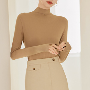 Camicia aderente da <span class=keywords><strong>donna</strong></span> a collo alto a manica lunga tinta unita autunno inverno signora elastica <span class=keywords><strong>calda</strong></span> Basic - Product Image 6