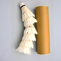 Volants de badminton en plumes d'oie, super durables, base en mousse souple, lot de 6, emballage cylindrique, personnalisables pour l'entraînement, approvisionnement en gros usine