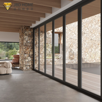 Porte patio moderne en aluminium AS2047 à rupture de pont thermique, porte pliante sur mesure pour véranda, cadre extérieur en verre double couche