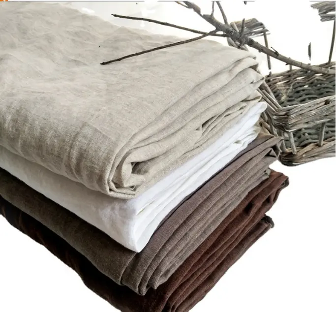 OEKO TEX Bulk Wide Width Organic Stonewashed French 100% Pure Flax Linen Fabric For Bed Linen