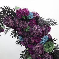 Arche de fleurs artificielles en soie d'hortensia violet foncé et magenta pour décoration de fond de cérémonie de mariage, entrée et allée