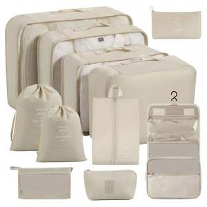 Ensemble de 11 sacs de rangement de voyage unisexe, style lettres, légers, avec fermeture éclair, cubes de rangement portables pour cosmétiques - Product Image 2