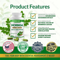 OEM/ODM 100% Ekstrak Bubuk Daun Moringa Oleifera Murni Kapsul Vegan Suplemen Makanan Penambah Energi Untuk Dewasa, Ibu Hamil