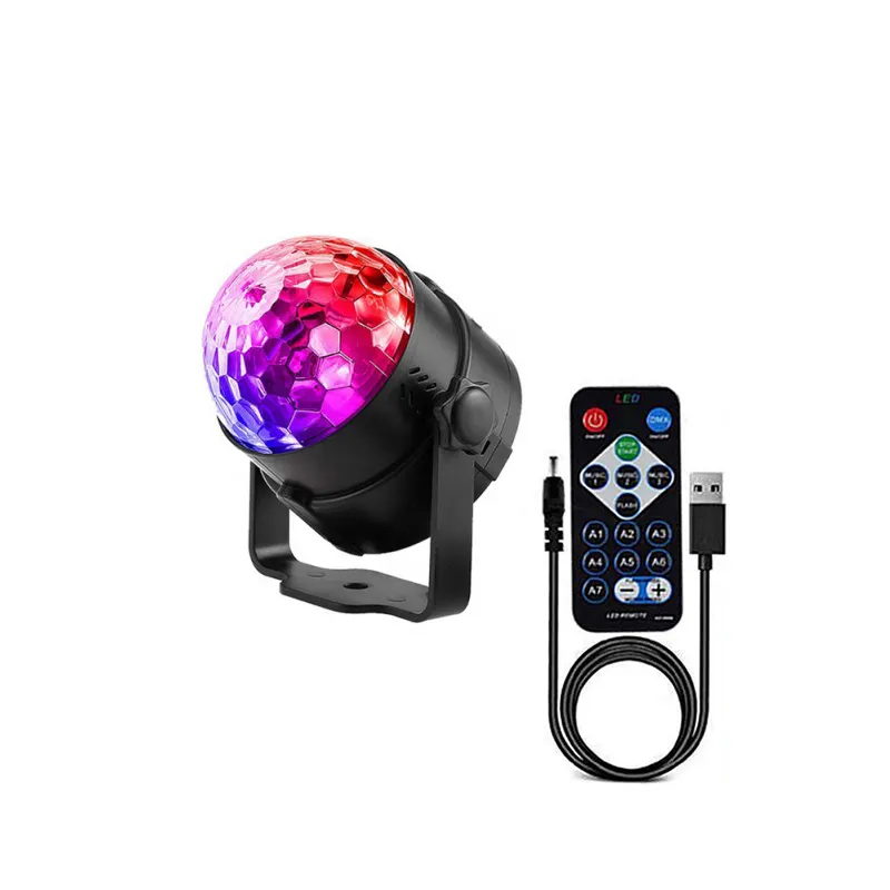 Disco Ball Sound Activated Party Lights Remote Control DJ Room Decor Portable Rotating LED Strobe Lights USB Plug in for Car