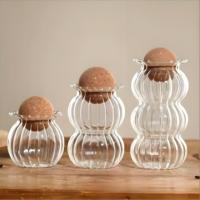 Bocal en verre de cuisine avec couvercle sphérique décoratif en liège, hermétique et fiable, pour un stockage professionnel