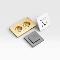 Interruptor de pared europeo de un solo toque, de una o dos vías, con panel de PC ignífugo, botón de doble clic, interruptor eléctrico LED 10A