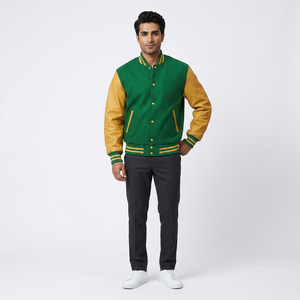 Prix d'usine Veste universitaire de haute qualité pour hommes Manches basses en cuir quantité minimale de commande sur mesure CollegeBaseballjacket pour hommes - Product Image 1