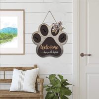 Bienvenue j'espère que vous aimez les chiens signe pour porte d'entrée chiot panneau mural suspendu en bois Plaques murales en forme de patte signe de bienvenue