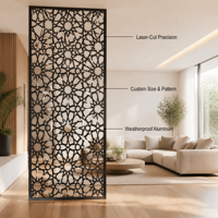 Grand panneau décoratif extérieur en aluminium découpé au laser style Art Déco, motif géométrique, noir, pour jardin, écran de séparation, clôture de protection