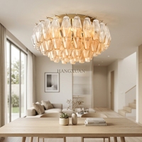 Lustre encastré minimaliste de luxe en acier avec verre soufflé transparent fumé pour salon et chambre à coucher, alimenté par courant alternatif