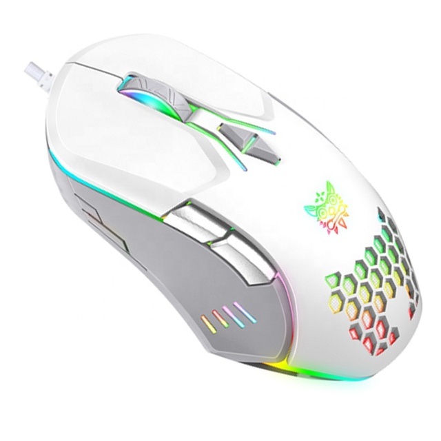 ONIKUMA CW902 Honey Comb Silver White Gaming Mouse 3200 DPI USB Optical Gaming Mice for PC