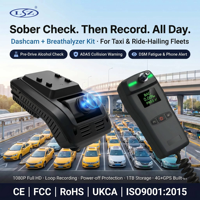 Kit de cámara para salpicadero con alcoholímetro IA AM09 Pro, probador de alcohol en sangre con celda de combustible de 5s, lente dual 1080P, ADAS, DSM, GPS, sistema de gestión de flotas 4G