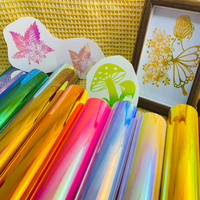 Vinilo Adhesivo Holográfico Arcoíris para Diseño de Letreros, Láminas y Rollos para Manualidades y Plotter de Corte