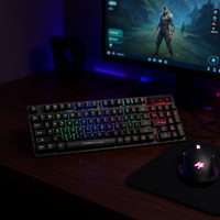 Teclado para Juegos Xtrike Me KB-280 con Retroiluminación de Arcoíris, Membrana, 104 Teclas, Cableado USB Tipo A, Tamaño Completo con Teclado Numérico, Anti-Ghosting