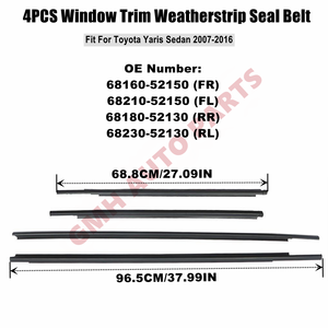 Window Weatherstrip for Toyotas <strong>Vios</strong>/Belta for Yaris Sedan Outer Side Glass Rubber Sealing Strips Black - Product Image 2