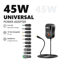 Adaptateur secteur universel 45W 5V 6V 7.5V 9V 12V 13.5V 15V avec 10 embouts DC interchangeables pour éclairage LED LCD, routeur, caméra CCTV