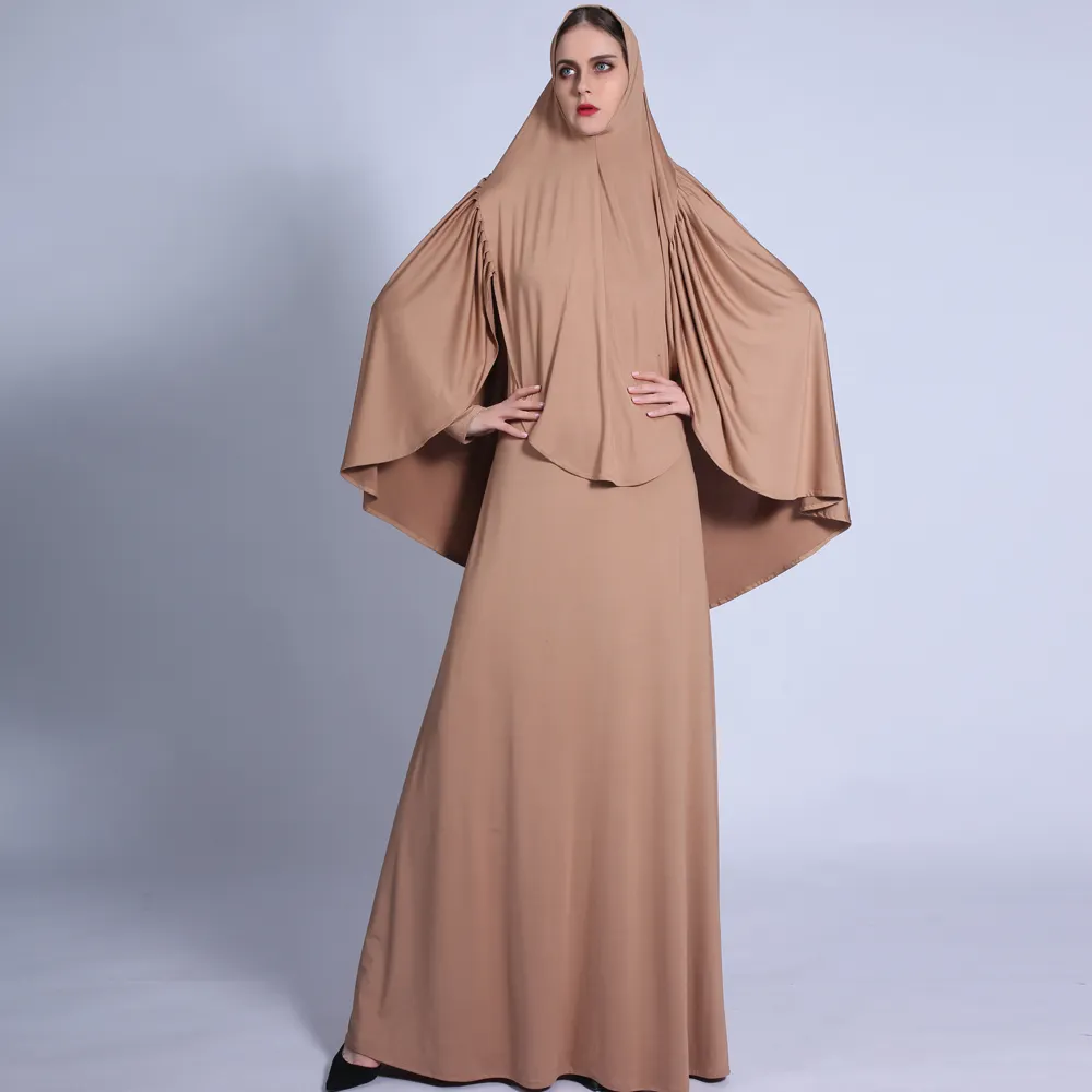 Islamitische Meisjes Jurk Met Hoofddoek Twee Stukken Set Moslim Gebed Jurk Voor Vrouw Gebed Jurk Met Hijab