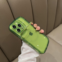 Anneau d'objectif de caméra couleur bonbon support étui de téléphone transparent pour iPhone 14 13 12 12pro 13pro Max support pliant Invisible couverture arrière