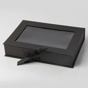 Vente <span class=keywords><strong>en</strong></span> gros de boîte-cadeau noire de luxe découpée fenêtre transparente PVC insertion fermeture magnétique présentoir à bijoux boîte d'emballage cadeau <span class=keywords><strong>en</strong></span> papier personnalisé - Product Image 4