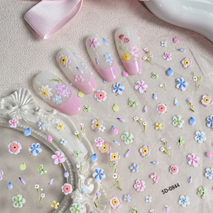 <span class=keywords><strong>Adesivi</strong></span> <span class=keywords><strong>per</strong></span> <span class=keywords><strong>Unghie</strong></span> 5D con Fiori Colorati in Rilievo, Decorazioni Floreali Pastello a Goccia d'<span class=keywords><strong>Acqua</strong></span> Autoadesive <span class=keywords><strong>per</strong></span> Nail Art Primaverile - Product Image 4