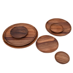 Wholesale Cheap Nature Solid <strong>Wood</strong> Food Fruit Serving Charge Platter Round Acacia Wooden <strong>Plate</strong> - Product Image 2