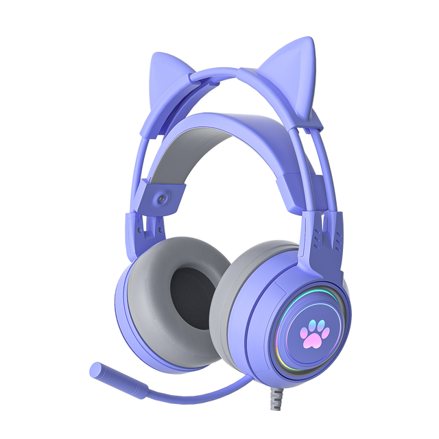 Pink Girl Cute Cat Ears Headphones Headset With Microphone 7.1sound Noise Cancelling Kid Stereo Music Casco Children's Gifts