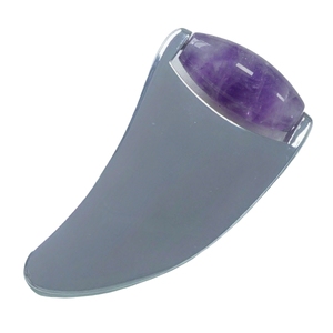 Rouleau facial en alliage de zinc et améthyste en forme de corne de bélier - Product Image 4