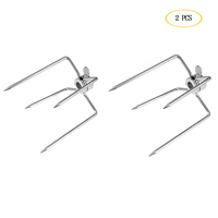 Broche de rôtisserie pour barbecue, acier inoxydable 304 de qualité alimentaire, griffes rotatives pour four, broche pour poulet, fourchette électrique pour barbecue
