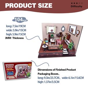 Puzzles de construction miniatures en bois 3D DIY, kits de <span class=keywords><strong>maison</strong></span> de poupée miniature avec salon confortable, décoration artisanale pour la <span class=keywords><strong>maison</strong></span> - Product Image 5